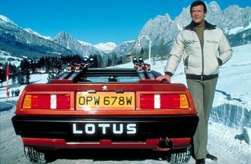 Roger Moore with his Lotus Espirit